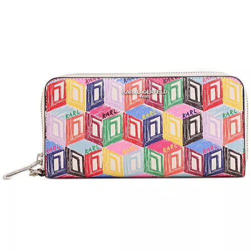 Karl Lagerfeld Paris Graphic Pattern Crossbody Zip Around Wallet