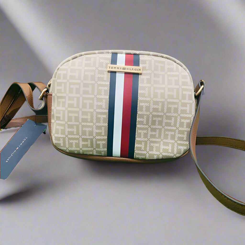 Tommy Hilfiger Beige Monogram Crossbody Bag