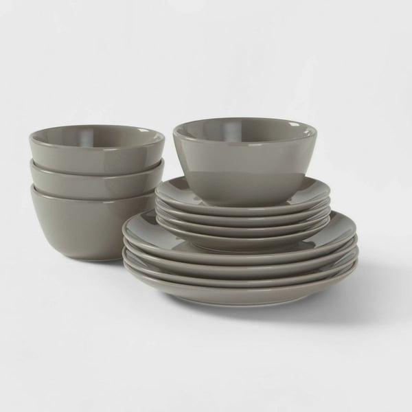Project 62 12-Piece Grey Dinnerware Set