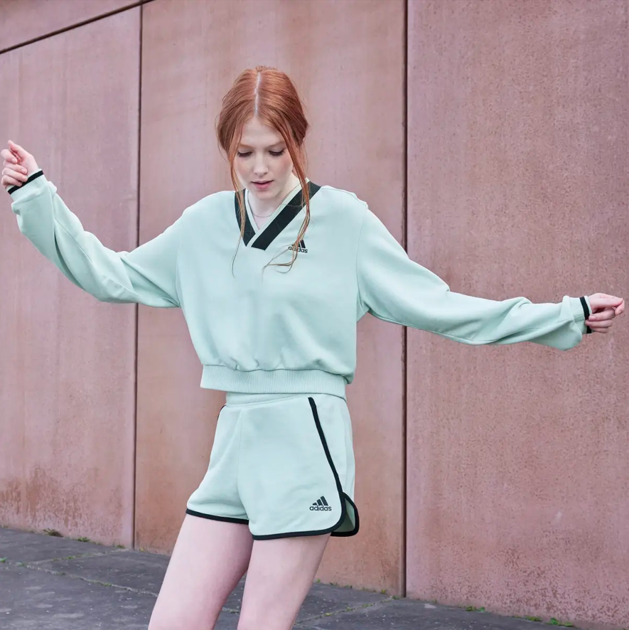 Cropped V-Neck Sweatshirt