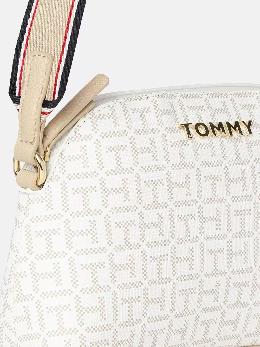Tommy Hilfiger Structured Handheld Bag With Cut Work