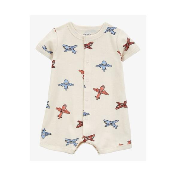 Carter's baby Airplane Print Ribbed Short Sleeve Romper
